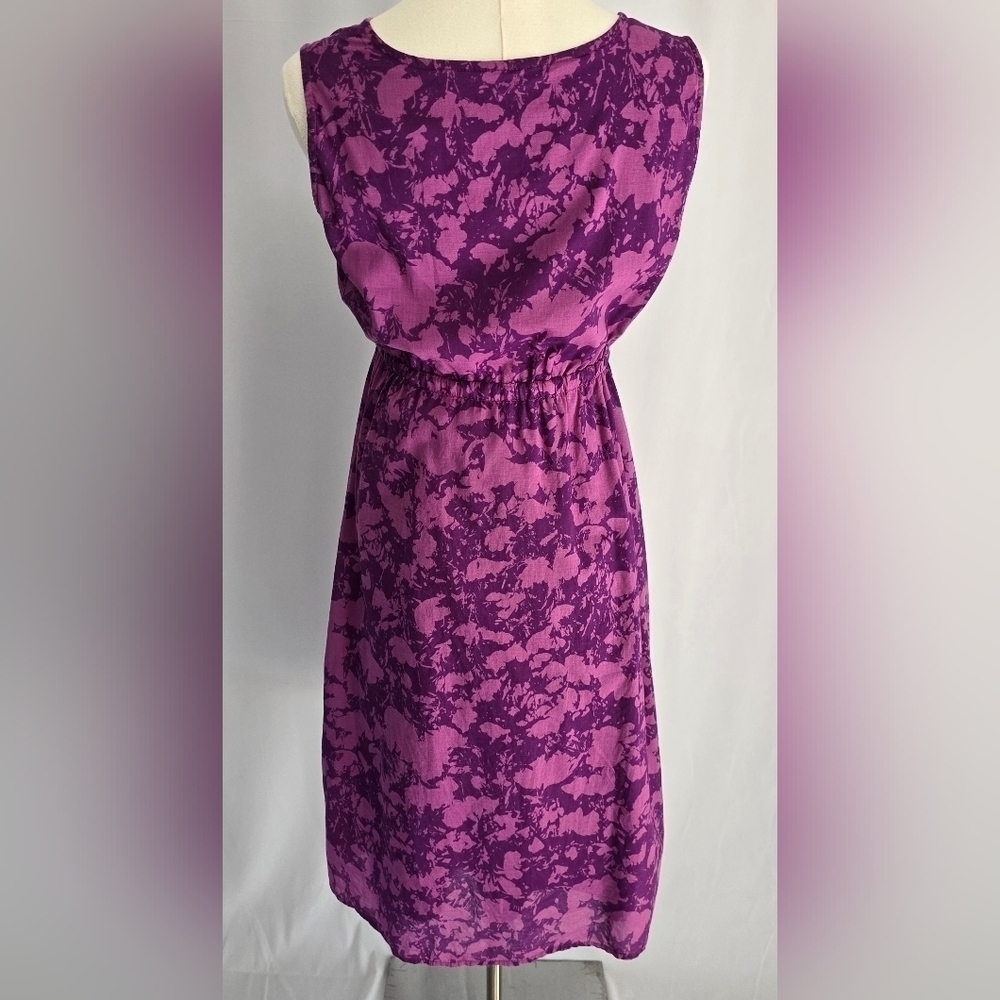 Eddie Bauer Purple Floral Cotton V-Neck Sleeveless Dress Sz. 6 - Picture 6 of 13